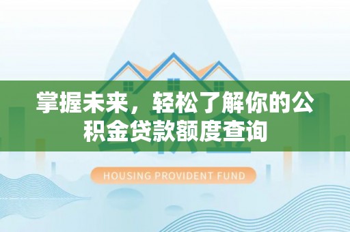 定陶掌握未来，轻松了解你的公积金贷款额度查询